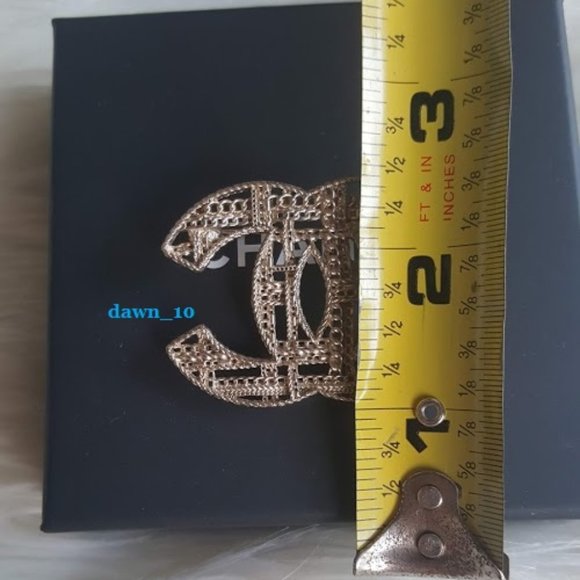 Chanel Tweed Chain Brooch, Light Gold. - Picture 10 of 10